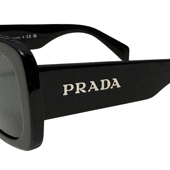 PRADA Black Oversized Oval Sunglasses w Dark Grey Lens PR A08S 1AB5S0 56 - 20 - Picture 7 of 9